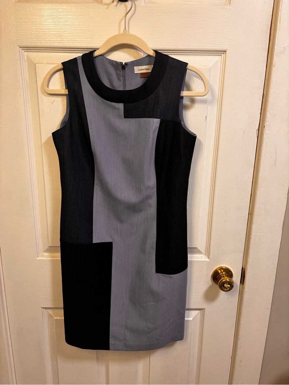 Calvin Klein Blue Chambray Colorblock Dress